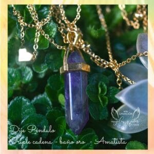 Cadena triple con baño de oro, Amatista