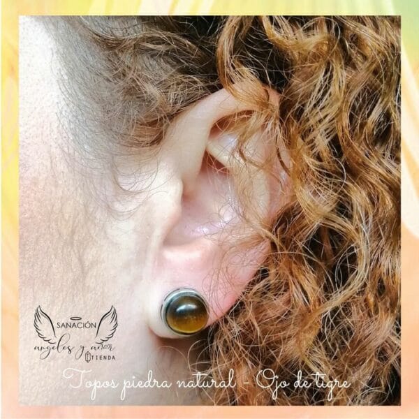 Aretes topos con piedra natural - Imagen 2