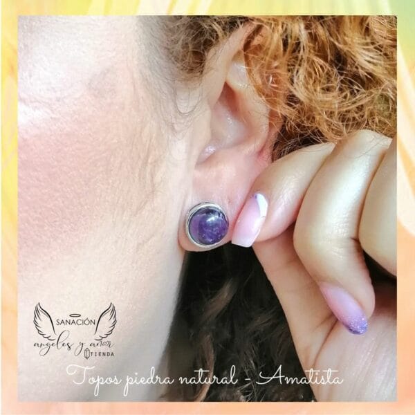 Aretes topos con piedra natural - Imagen 4