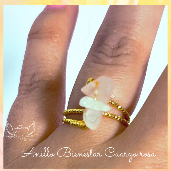 Anillo Bienestar con piedra natural (baño oro golfied) - Imagen 5