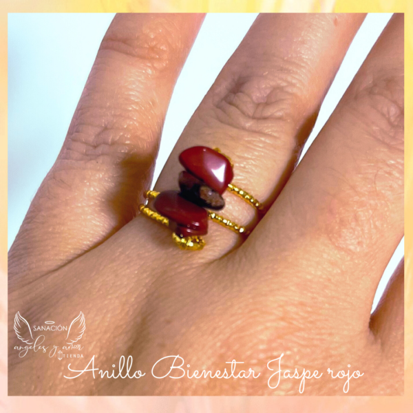 Anillo Bienestar con piedra natural (baño oro golfied)