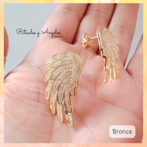 Aretes Alas en bronce y rodio.