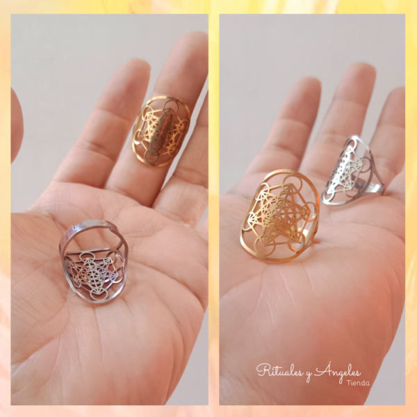 Anillo Cubo de Metatrón (dorado, plateado) - Imagen 4