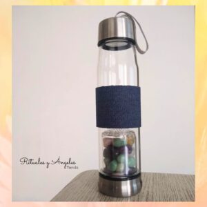 Termo de Vidrio con Cápsula 550ml. Incluye Piedras Naturales