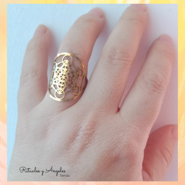Anillo Cubo de Metatrón (dorado, plateado) - Imagen 2