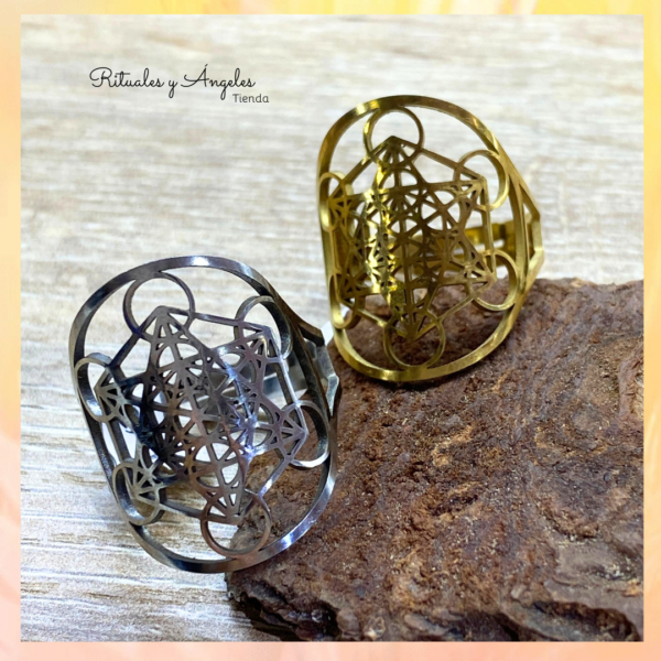 Anillo Cubo de Metatrón (dorado, plateado) - Imagen 3