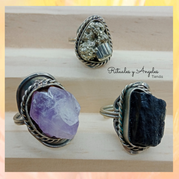 Anillo Piedras Naturales en alpaca y bronce - Imagen 6