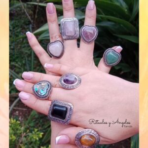 Anillo Piedras Naturales en nikel