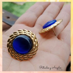 Aretes Ojo de Gato azul. Topos