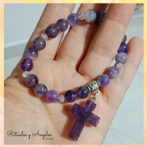 Pulsera Cruz, piedra natural